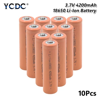 

6/8/10pcs Stable Discharge 18650 4200mAh Li Ion Batteries 3.7 V Volt 18650 Replacement Cell For Emergency Light Doorbell