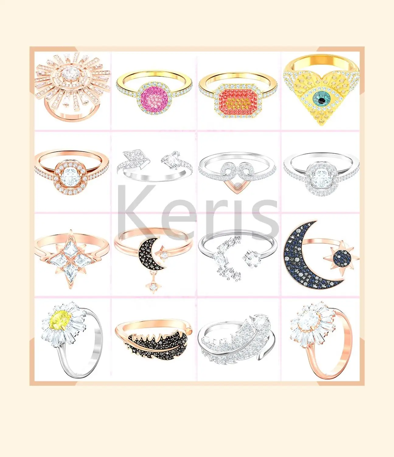

Saw 2019 new sun sun moon and stars no regrets ring high quality style gradient light crystal engagement ring female