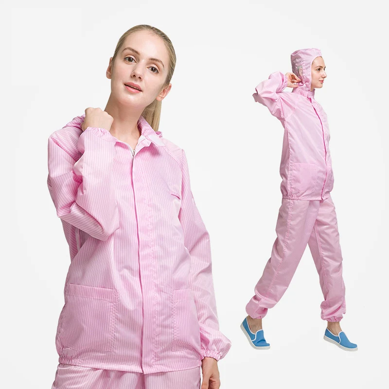 Спрей краска комбинезоны моющиеся антистатические чистая одежда Пыленепроницаемая одежда защитная одежда мужская белая Сплит с капюшоном Комбинезоны - Цвет: pink