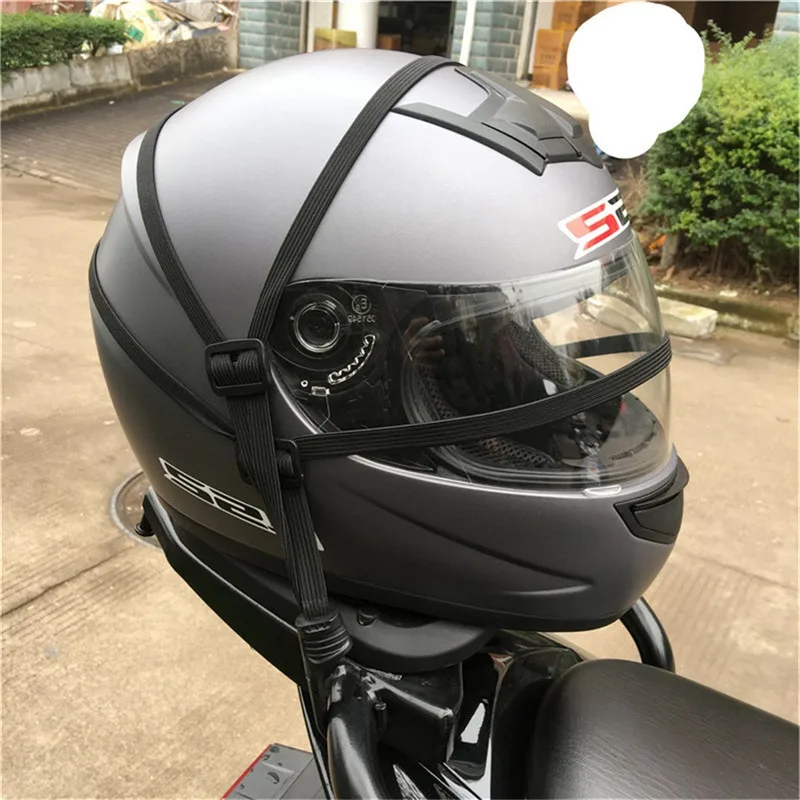 Helmet Elastic Rope 60cm Motorcycle Strength Retractable Helmet Luggage Elastic Rope Strap 2 Hooks Straps Net 60CM