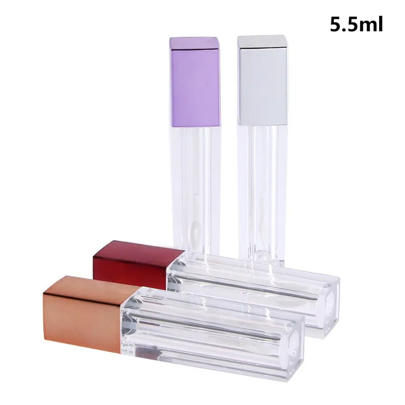 

5 Colors 4.5ml 5.5ml Lip Gloss Tubes Square Translucent Empty Cosmetic Container Refillable Bottles Lipstick Vials Sample Bottle