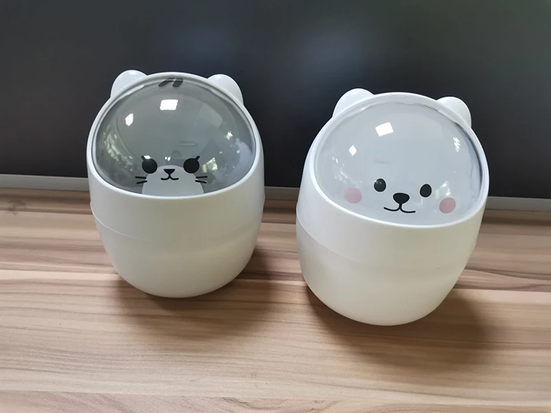 Rocking Lid Design Multifunctional Storage Bin Cute Desktop Cartoon Mini Trash Can Creative Decoration Home Daily Necessities