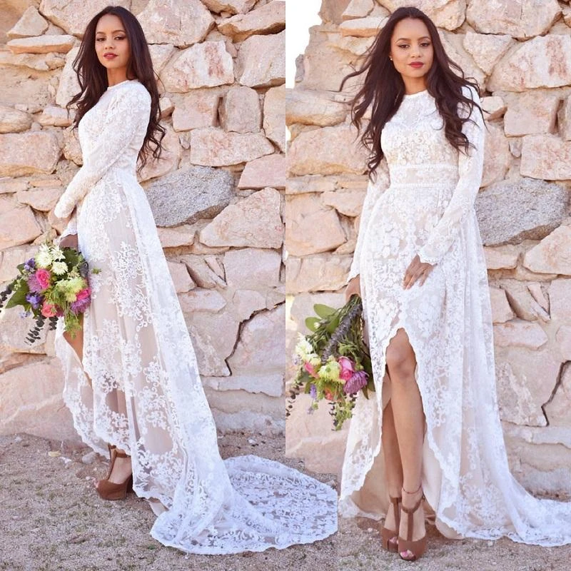 bohemian high low wedding dress