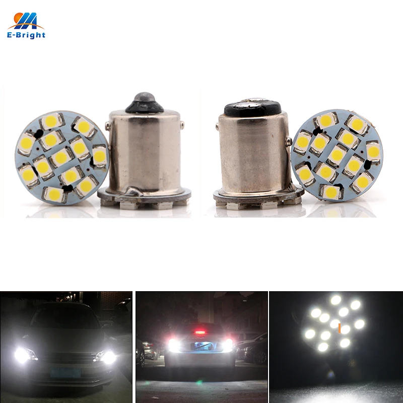 2 шт. P21W BA15S светодиодный поворотник S25 P21/5 Вт BAY15D боковые габаритные огни 1156 1157 стоп сигналы 1210 12 светодиодов SMD 12V Авто купола лампочки белого цвета