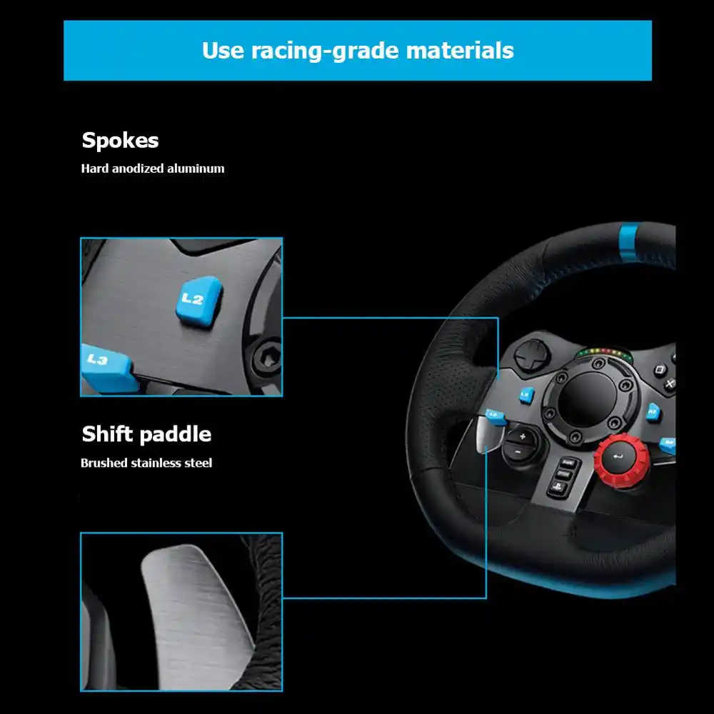 Logitech G29 Computer Game Steering Wheel Racing Simulation Driving 900 Degree Force Feedback For Pc Ps3 Ps4 Original Binding Replacement Parts Accessories Aliexpress