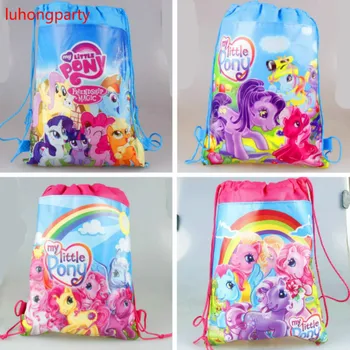 

20pcs 34*27cm Little Pony Non-Woven Fabric Drawstring Gift Bag Backpack For Kids Birthday Party Decoration Schoolbag Handbag