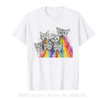 

Women's Tee Kittens Puking Rainbows Watercolor Funny Cat T Shirt Cheap Price Women Tee Shirts
