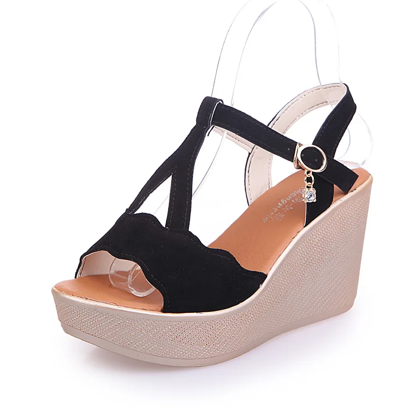 

2018 Summer New Style Sandals WOMEN'S Sandals Slanted Heel Peep-Toe Solid Color Straight Line Strap Sandals Rome High Heel Shoes