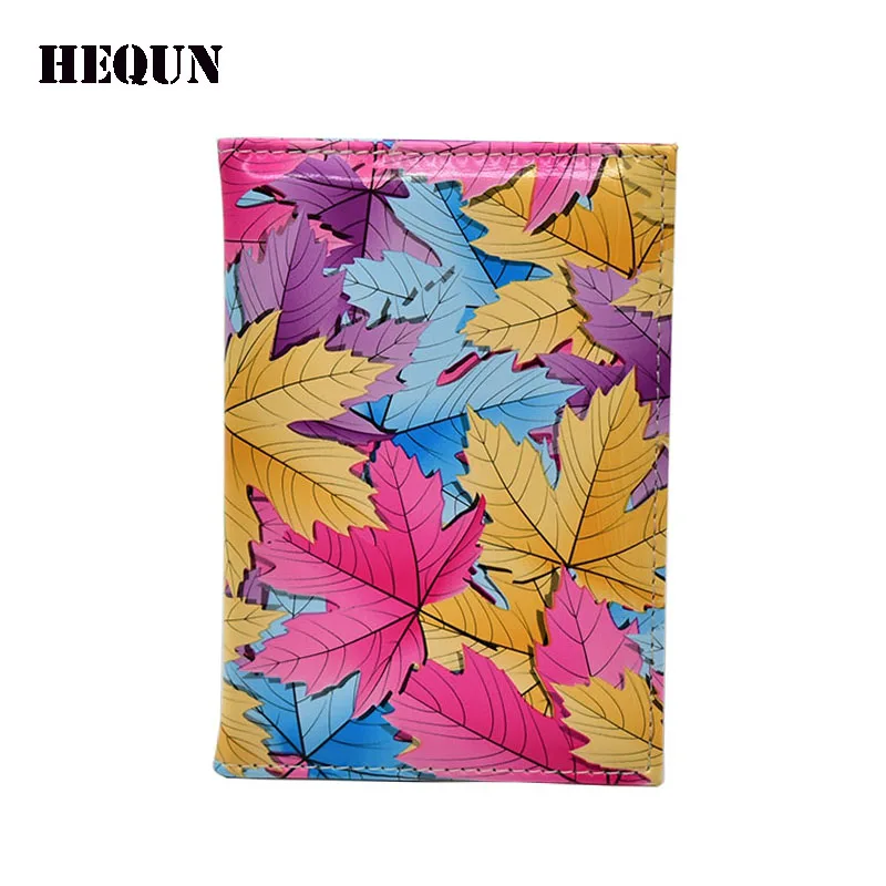 Женская Кожаная Обложка для паспорта HEQUN розовый чехол кошелек с Кленовым листом