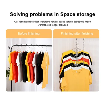 

Multifunctional stainless steel magic hanger household space saving wardrobe storage non-slip hook folding drying rack