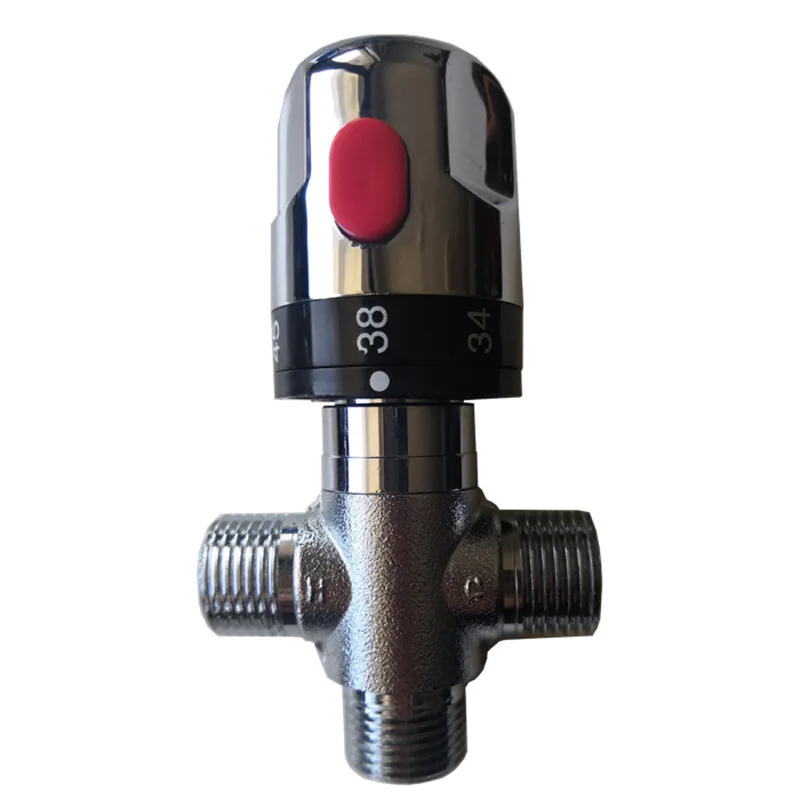 Термостатический смесительный клапан из латуни смеситель для ванной комнаты контроль температуры термостатический клапан обустройство дома посеребрение - Цвет: Silver plating