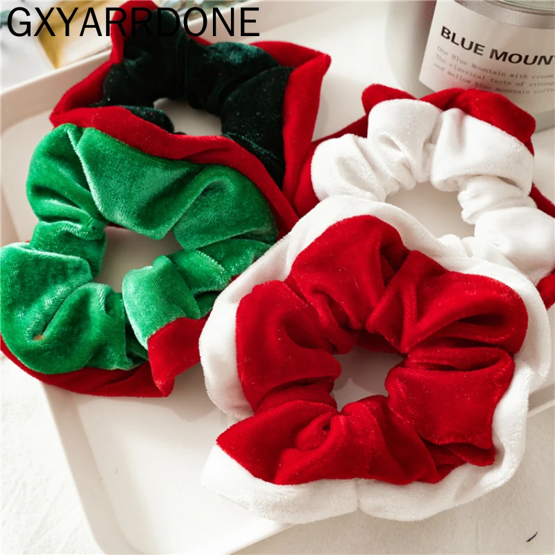 

2020 Christmas Scrunchie Girls Fashion Velvet Hair Tie Rope Flannel Elastic Hair Bands Soft Colorful Hair Accessories for Women