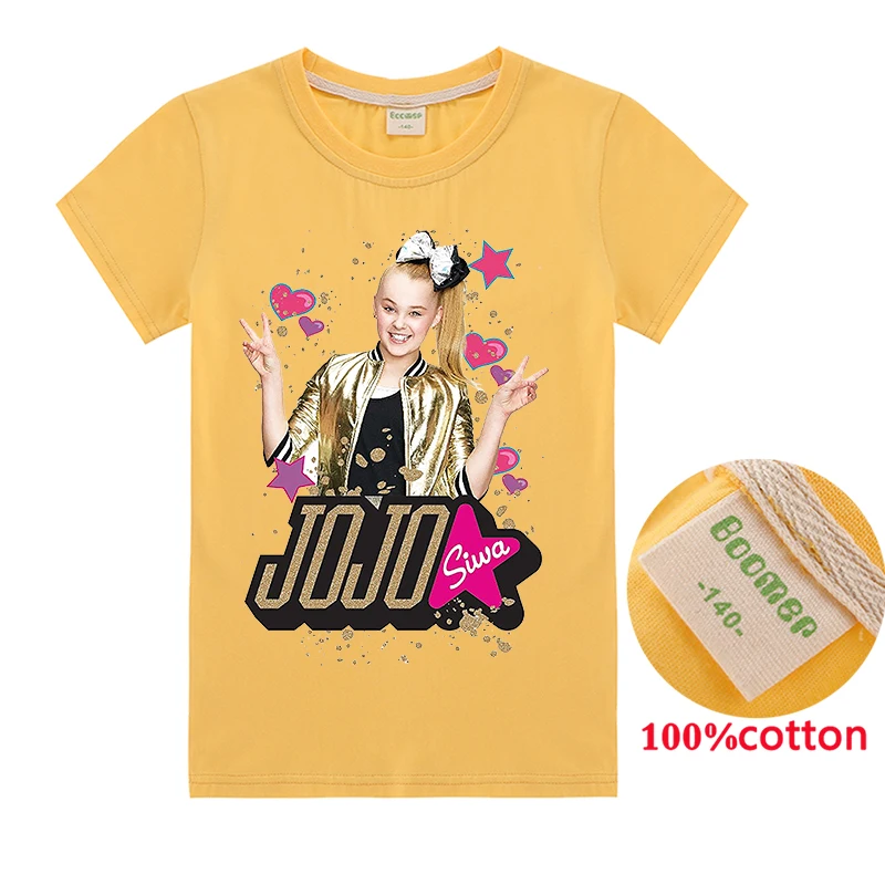 Новинка года; футболка Jojo Siwa детская одежда хлопковая футболка с короткими рукавами для девочек топы; футболки; Повседневные детские толстовки с капюшоном; брюки; Рождество - Цвет: T1246