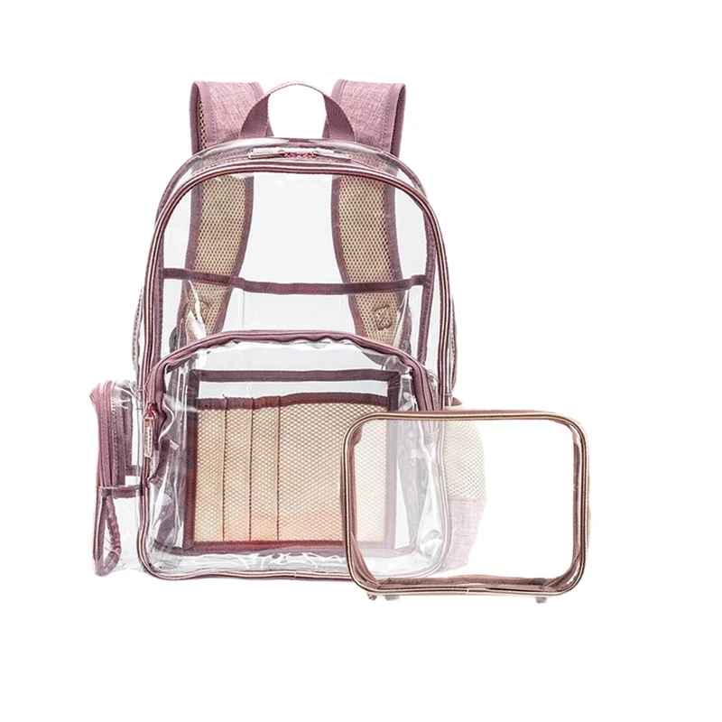 

Clear Backpack for Girls Fit 15.6 inch Laptop School Bag Bookbag for Student Transparent PVC Multi-Pockets School Backpack Outdo
