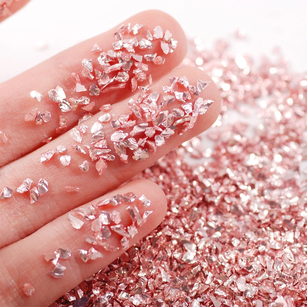 50 г/лот светильник розовый цвет аксессуары для ногтей нерегулярные Форма Стекло гравий блестящие, для дизайна ногтей, украшения с драгоценными камнями