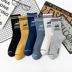 Tiger Printed Socks Popsocket Hip-hop Men Cotton Basketball Socks Letters Street Fashion Harajuku Sports Basketball Socks Women