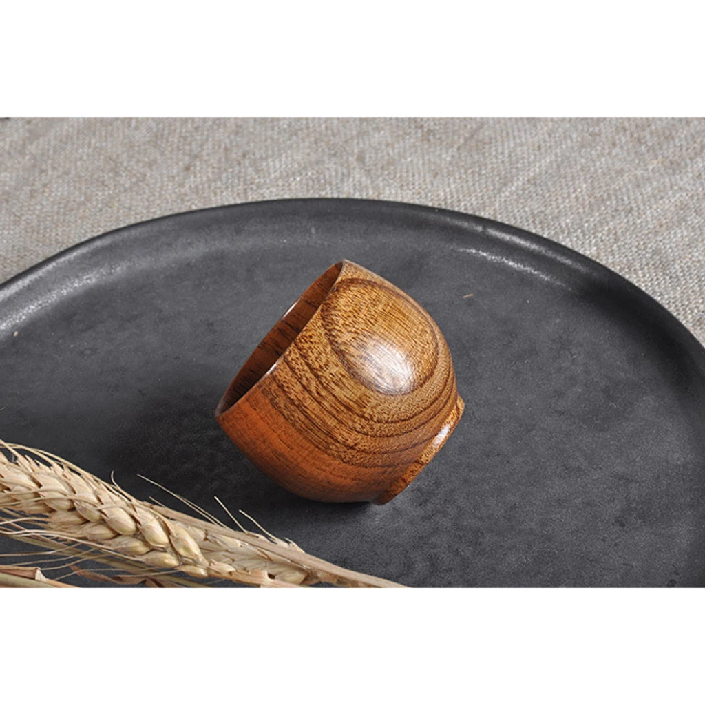 Natural Solid Wood Wooden Tea Cup 50ml Wine Mug Small Drinking Cup for Home Restaurant Camping Hiking Travel Use