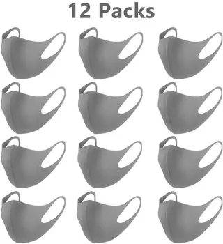 

12 Packs Gray black Fashion ice silk Fabric Cloth Muffle Breathable Cover Mouth Nose Mask women men face masks