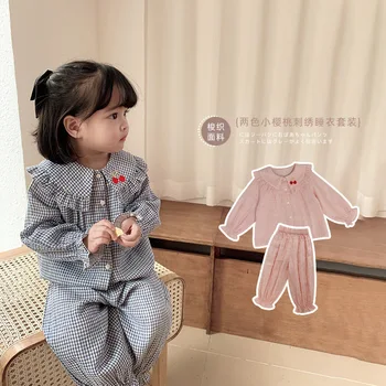 

2020 New Baby Girls Boys 2 Pcs Plaid Set T Shirt+Pants Spring Fashion Kids Suits 1-6T