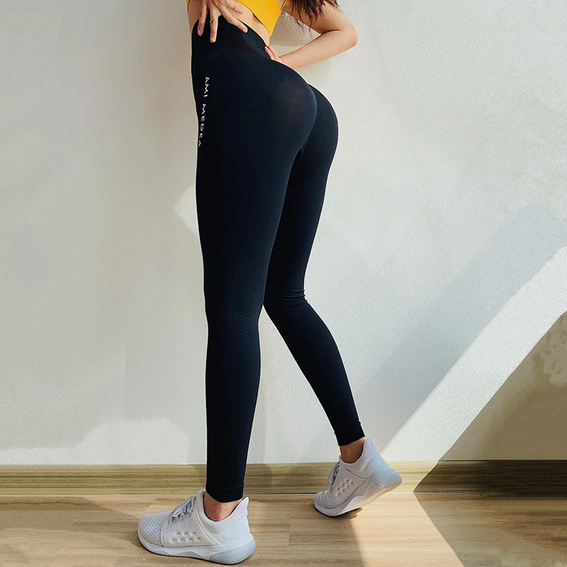 Women Seamless Sports Leggings Elastic High Waist Yoga Pant Hip Lifting Slim Running Trousers Embossed Gym Fitness Tights Female