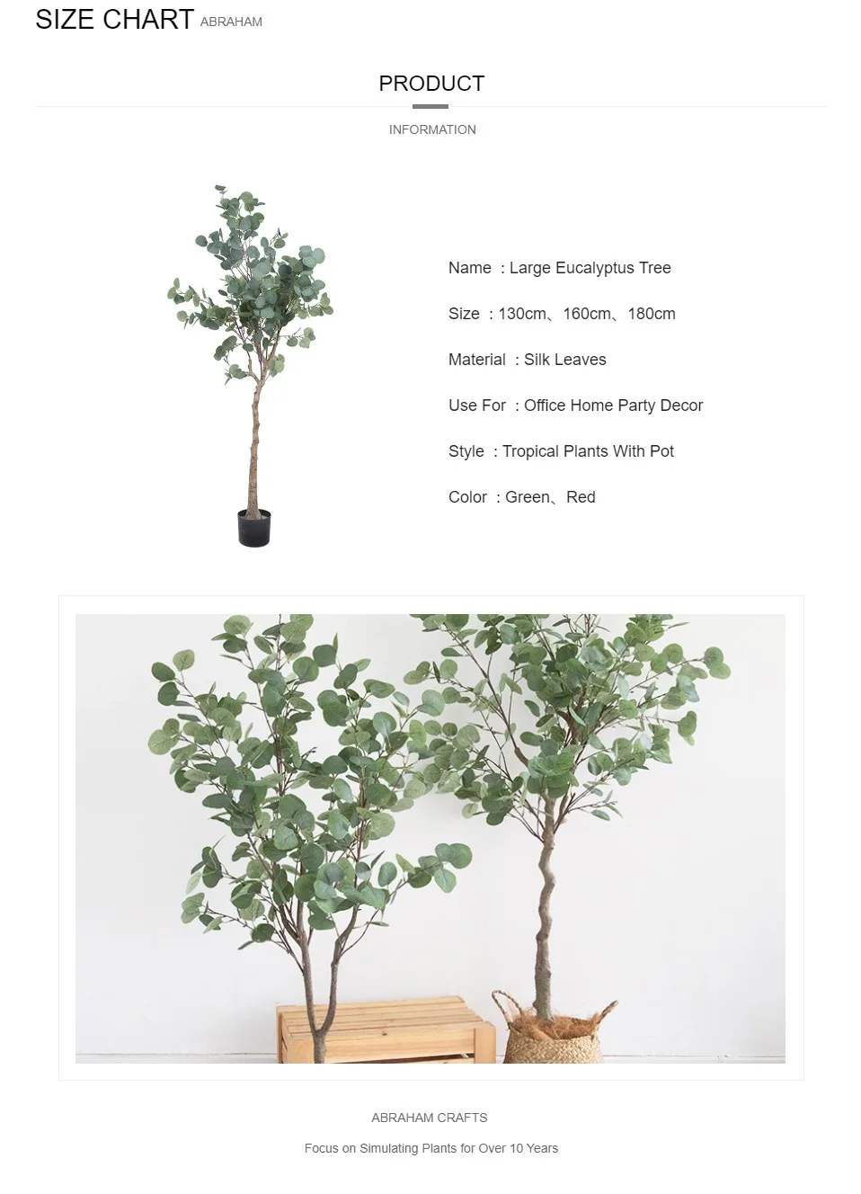 180cm Large Artificial Eucalyptus Tree Tropical Fake Plants Silk Leaves Green Indoor Bonsai For Living Room Office Wedding Decor