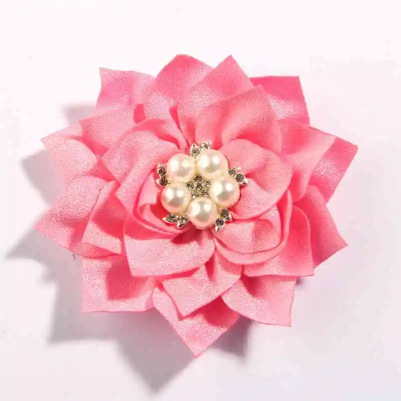 Pink 200 шт., 7,5 см, 2,95 дюйма,, цветы из ткани с грушей, стразы, аксессуары для волос, цветок для волос на заколках, свадебный букет - Цвет: Pink