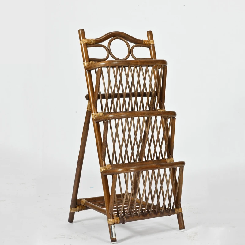 

Evergreen Rattan Simple Modern Vertical Book Shelf Creative Rattan Bookshelf Magazine Rack Floor Storage Article Storage Shelf