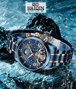 

2020 Fashion HAIQIN Men's Watches Top Brand Luxury Men Watch Mechanical Tourbillon Sports Men Watch Waterproof relogio masculino