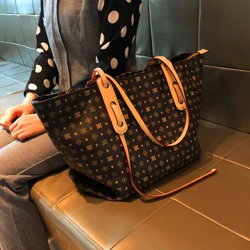 

Genuine Leather Large Capacity Women Tote Bag 2020 Luxury Louis Brand Bags Ladies Shoulder Messenger Bag Female's Neverful Purse