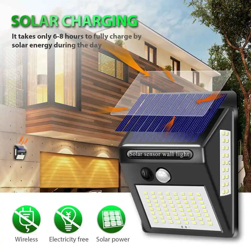 

100/ 140/150 LED Outdoor Solar Light PIR Motion Sensor Wall Light Waterproof Solar Lamp Solar Powered Sunlight Garden Decoration