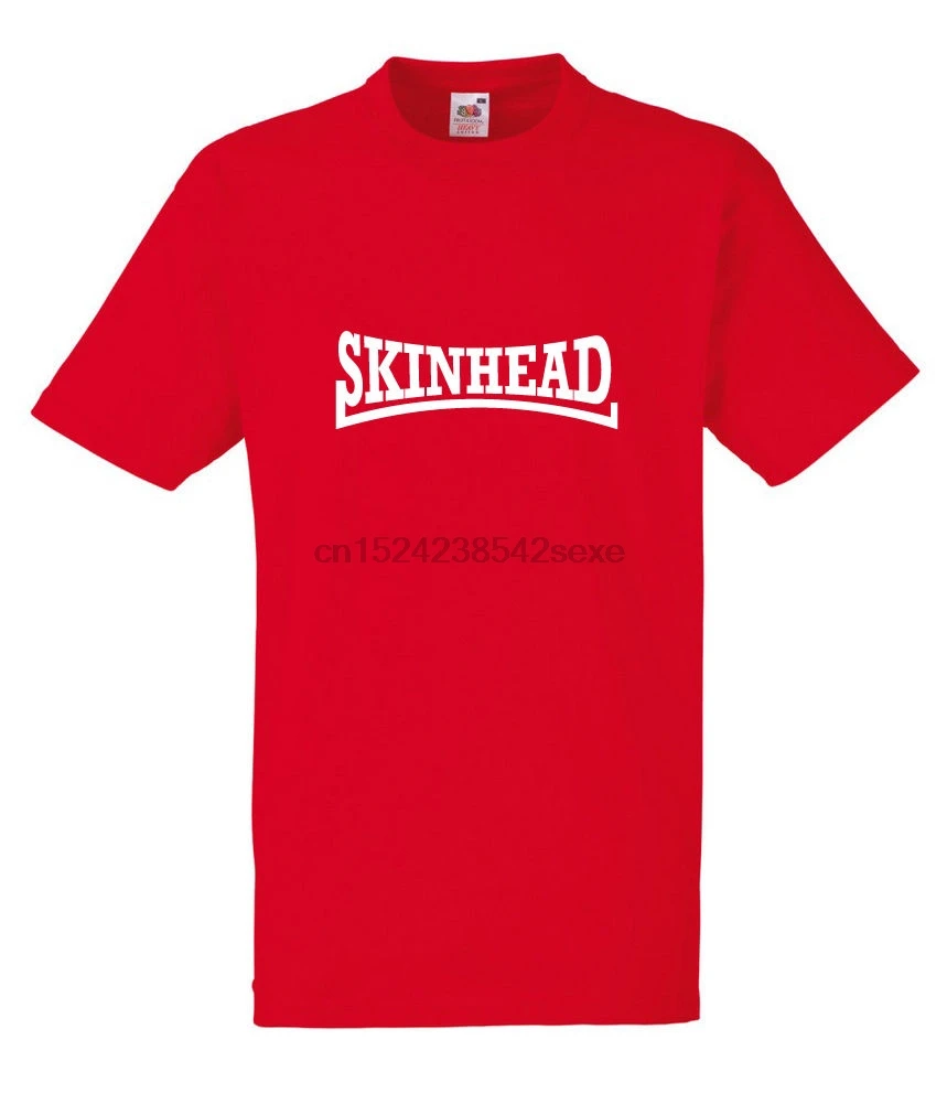 Skinhead White Design Red T-SHIRT ALL SIZES |