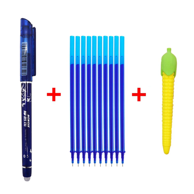 

12Pcs/lot Erasable Pen Refill Set Washable Handle Rod 0.5mm Blue/Black/Ink Blue Gel Pen for School Office writing Supplies Tool