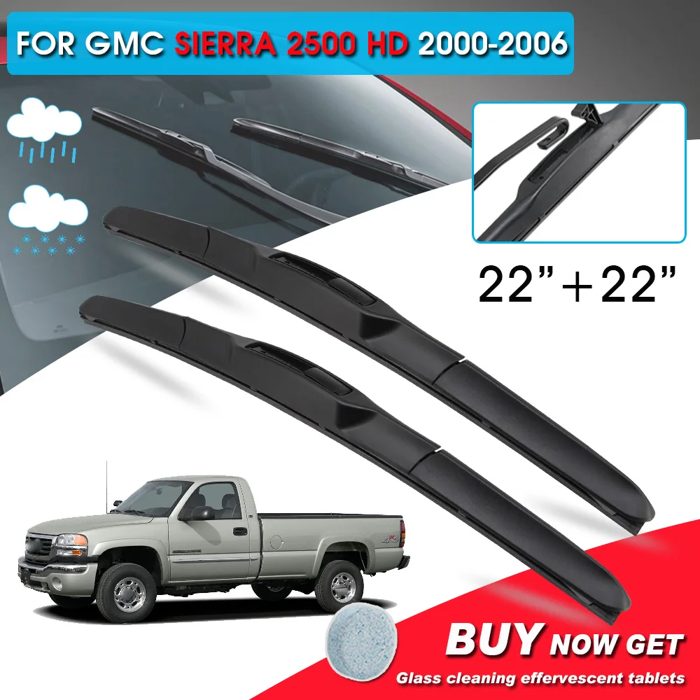 

BROSHOO Car Front Window Windshield Wipers Blade For GMC Sierra 2500 HD 22"+22"LHD&RHD Car Model Year 2000-2006 Auto Accessories