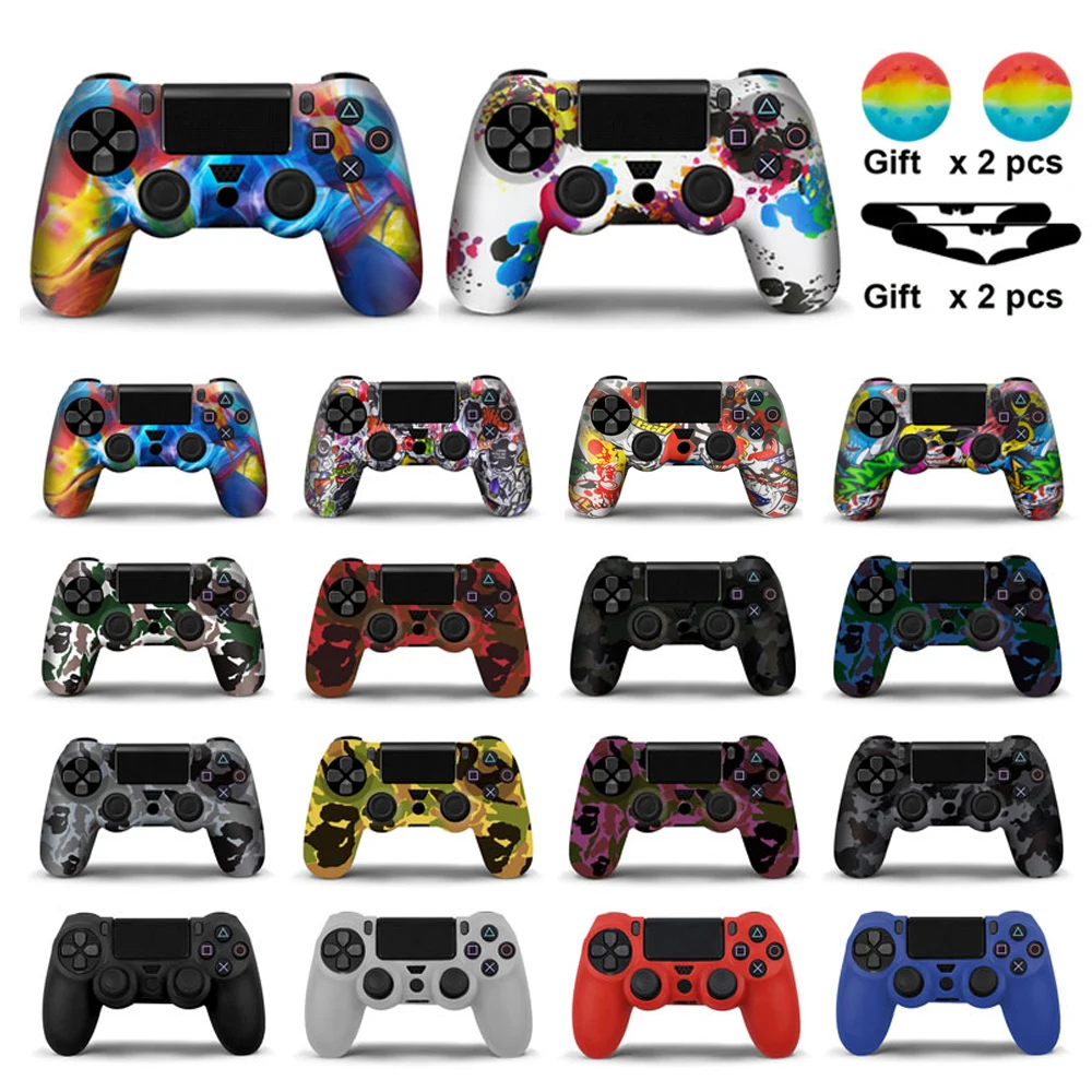 silicone rubber case cover for sony playstation 4 ps4 controller protection skin for ps4 pro slim gamepad controle thumb grips cases aliexpress