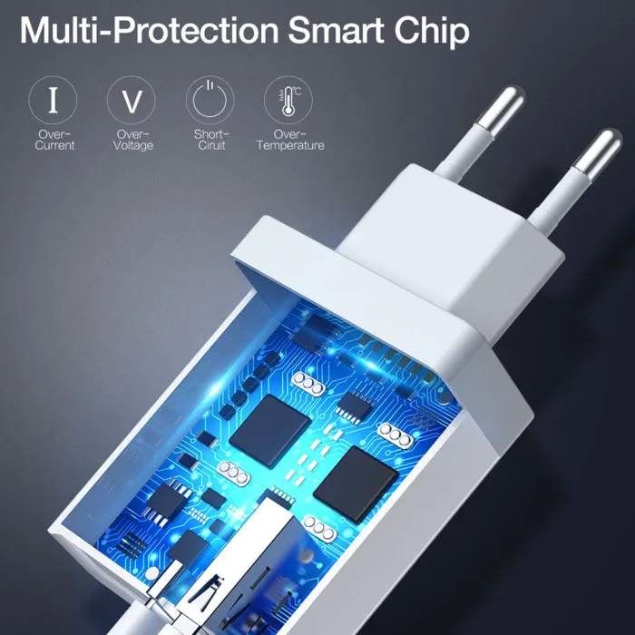 PD USB двойное зарядное устройство Быстрая зарядка 5V2. 4A 18 Вт мульти-защита быстрое зарядное устройство EM88