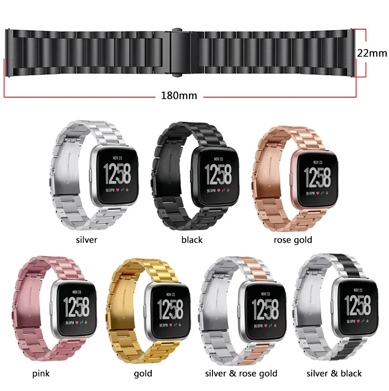 Браслет из нержавеющей стали с бабочкой и пряжкой Для Fitbit Versa, металлический ремешок для часов из желтого золота, быстросъемный ремешок для