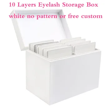 

10 Layers Eyelash Storage Box Makeup Display Container Eyelashes Holder Case white no pattern or free custom