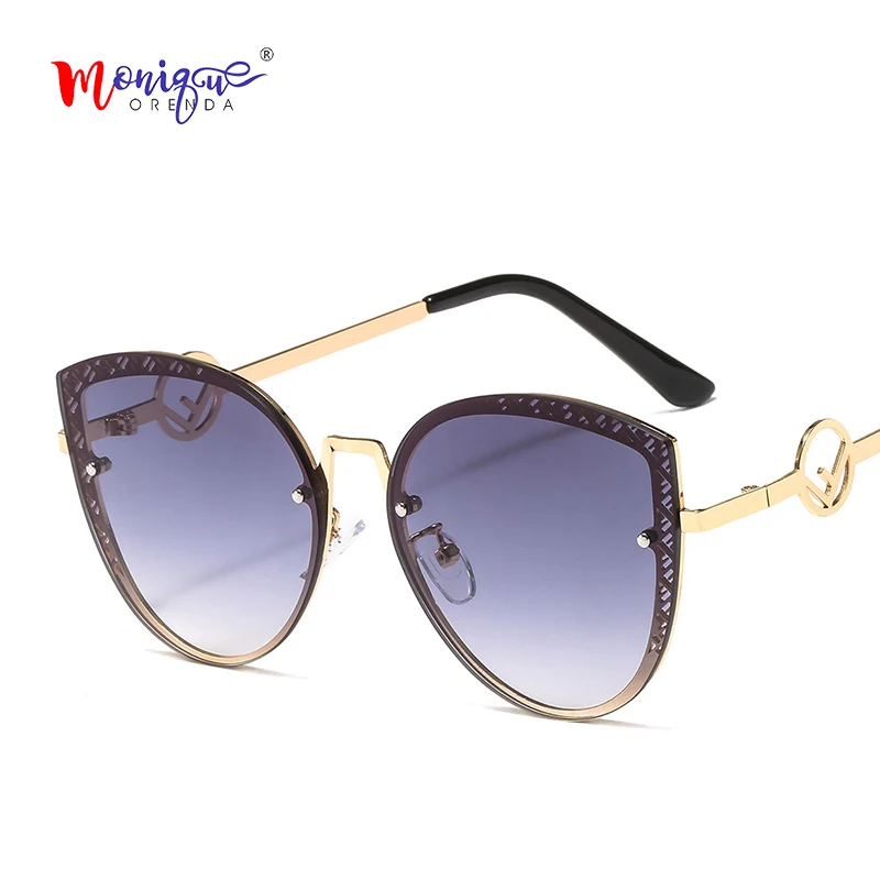 Винтажные бескаркасные градиентные солнцезащитные очки модные женские очки от солнца роскошные солнцезащитные очки из полигона UV400 Lentes De Sol - Цвет линз: C2 GRAY