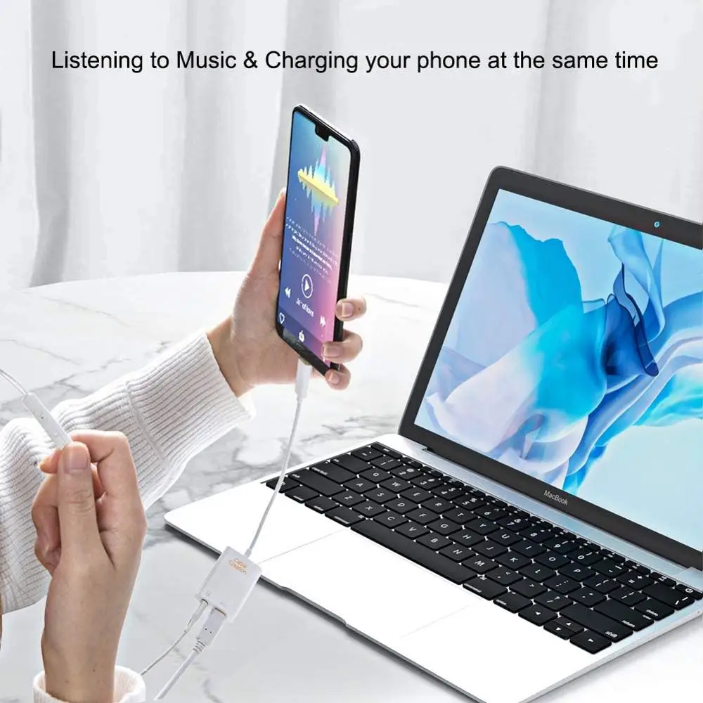 2 in 1 USB C to 3 5mm Headphone Audio Adapter with USB C Female Charging Port Compatible for Phone Pixel 3 3XL S9 Note 9 LG G5