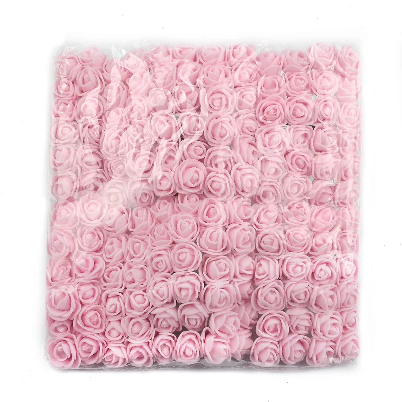 144pcs Mini PE Foam Rose Artificial Flower Bouquet For Wedding Decoration DIY Scrapbooking Wreath Supplies Fake Flower Craft - Цвет: Light blue