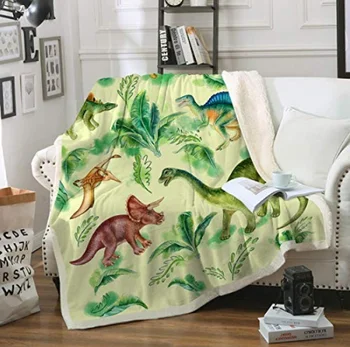 

Dinosaur Jurassic Wool Blanket Cartoon Animal Winter Blankets for Beds 130x150cm Dinosaur Pattern Quilt Bedding Double Blanket