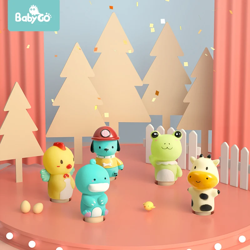 BabyGo 5 шт. Детские интерактивные пальчиковые куклы Мягкие Резиновые Милые Мультяшные динозавры, игрушки для мальчиков и девочек, пальчиковые куклы