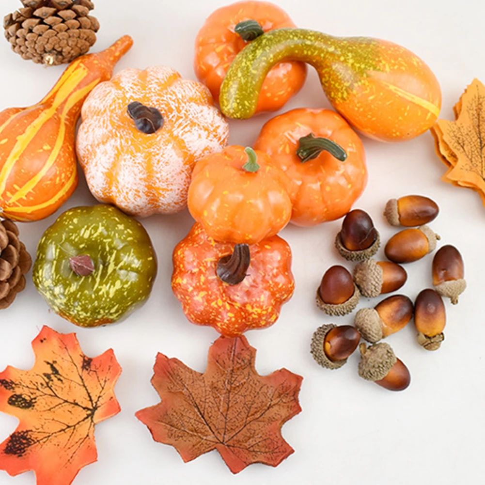 Small Prop Lifelike Fall Home Decor Gift Simulation Realistic Portable Foam Mixture Fake Artificial Pumpkin Set Thanksgiving