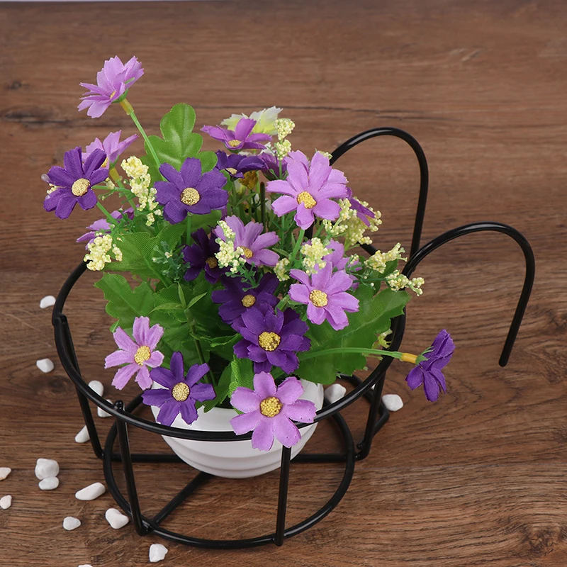 1pcs Garden Supplies Hanging Plant Iron Racks Balcony Round Flower Pot Rack Railing Fence Outdoor