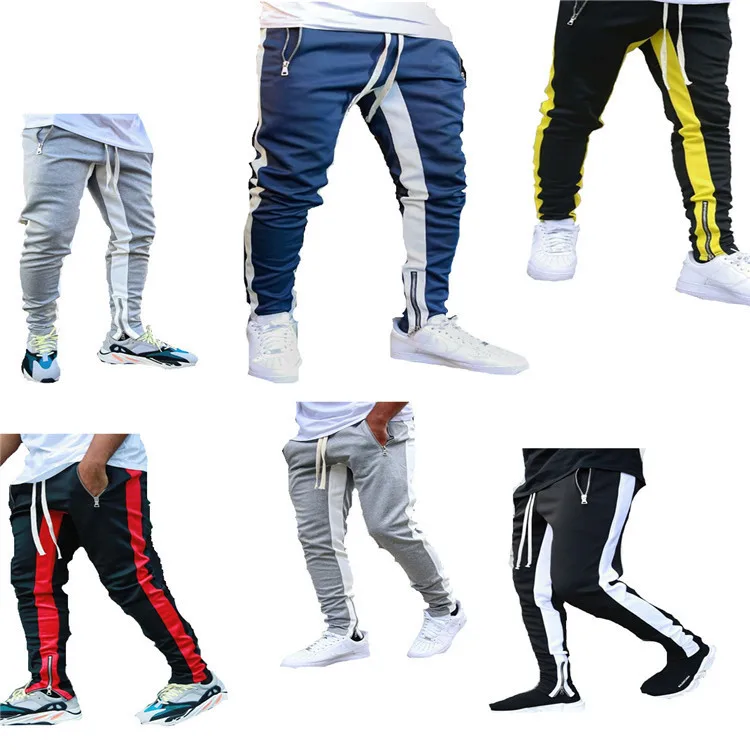 

Men High Street Long Bottom Of A Trouser Leg Mouth Zipper Cotton Trousers Leisure Male Pants