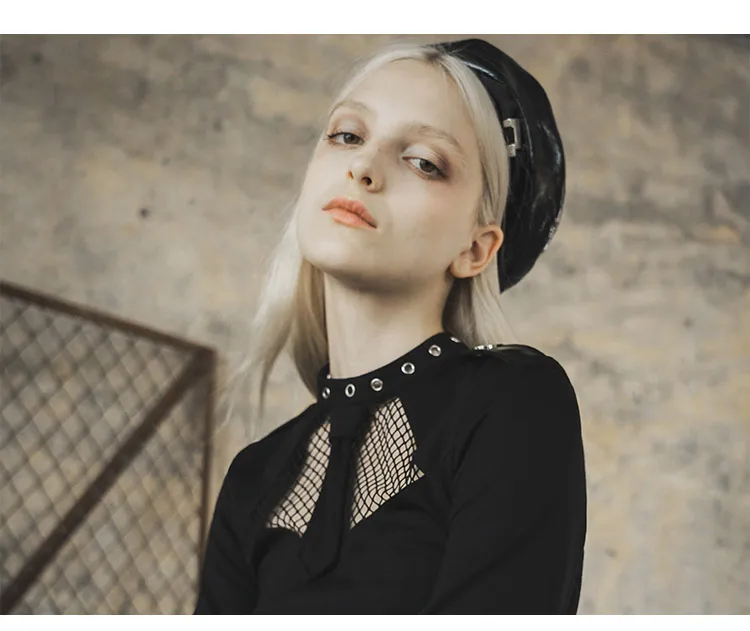 Панк RAVE Girl's Gothic Black Autume новое модное сексуальное Клубное платье трапециевидной формы с длинным рукавом