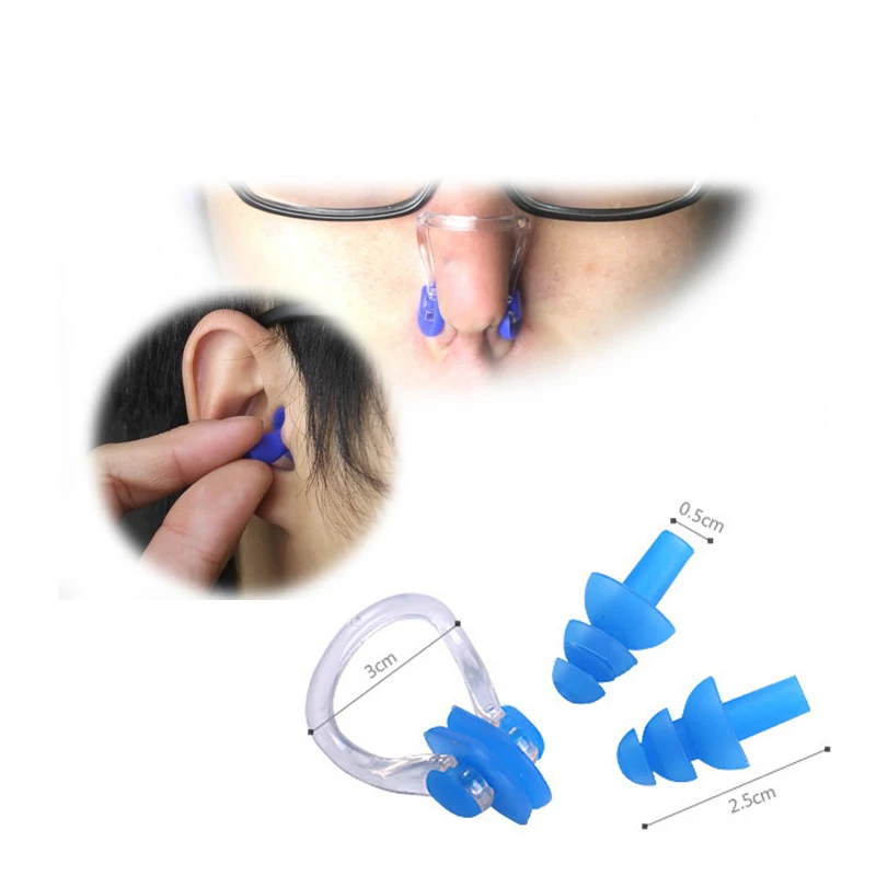Party Favors Swimming Essential Tool Soft Silicone Nose Clips + 2 Ear Plugs Earplugs Gear Pool Accessories Water Sports | Дом и сад