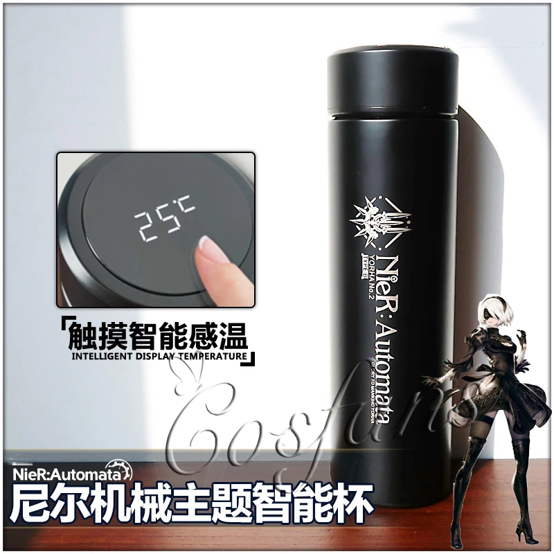 NieR:Automata YoRHa No.2 Type B Stainless Steel Vacuum Cup Men Women Intelligent Screen Thermos Water Bottle Gifts | Тематическая