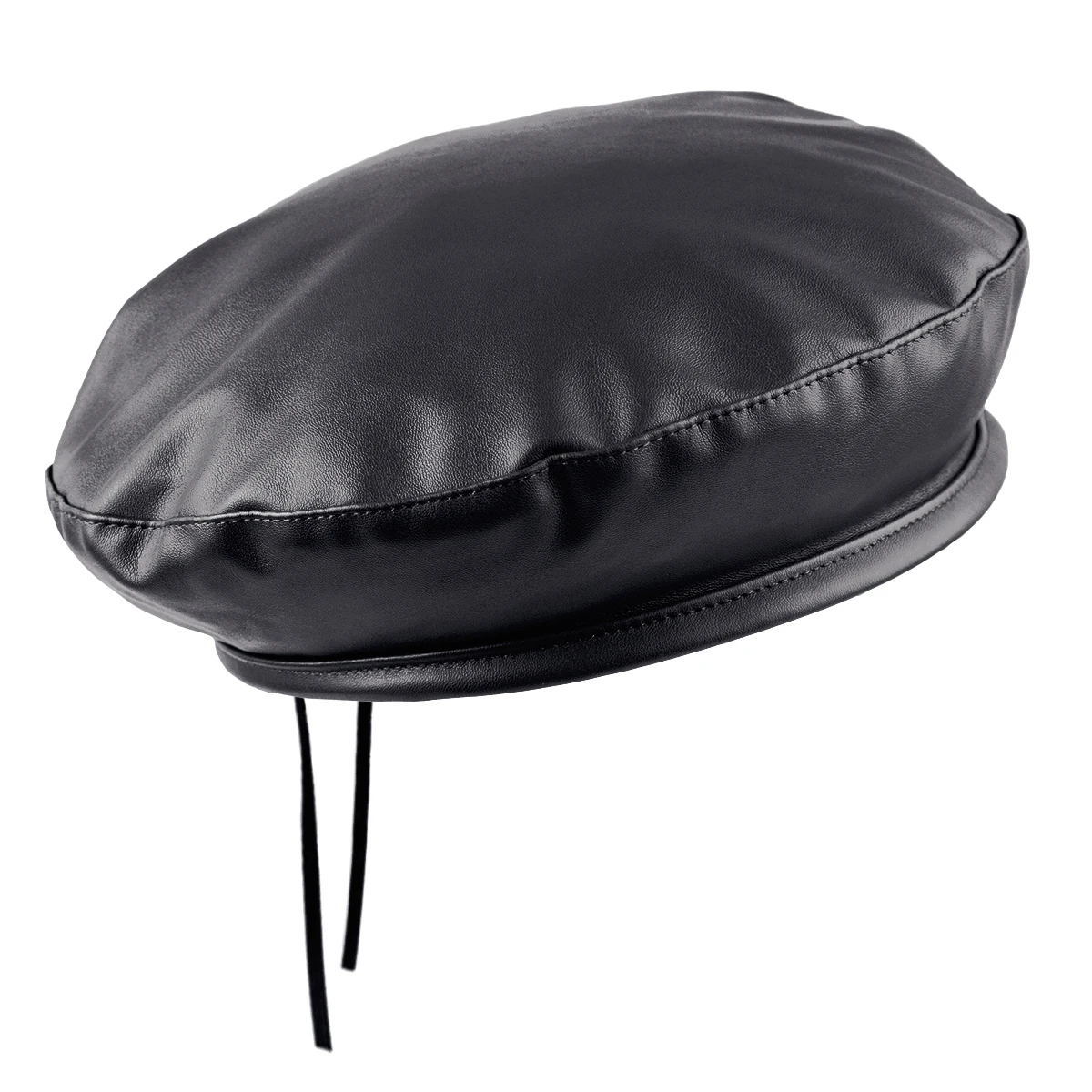 

Solid Color Winter Beret Cap Fashion Women PU Leather Beret Hat Ladies Retro Beanie Caps Adjustable British Painter Hats