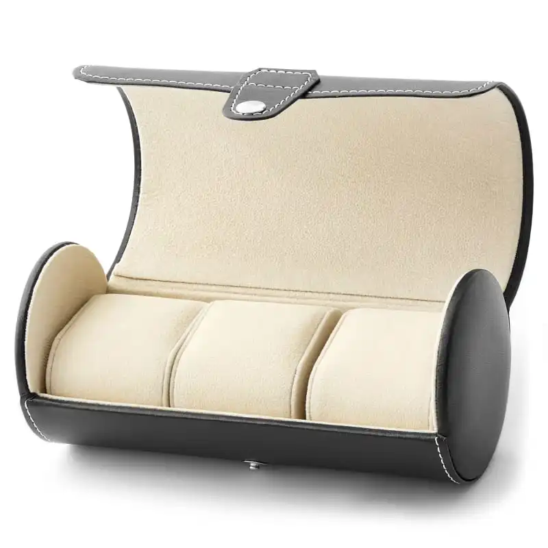 

3 Slots Leather Watch Storage Boxes Case Black Men's Display Watch Case New Bracelet Jewelry Boxes Best Gift
